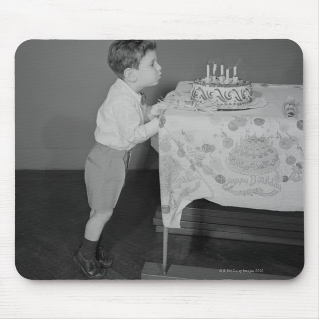 Boy Blowing Out Candles Mouse Pad (Front)