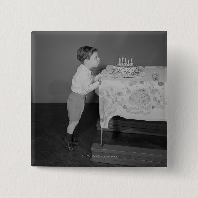 Boy Blowing Out Candles Pinback Button (Front)