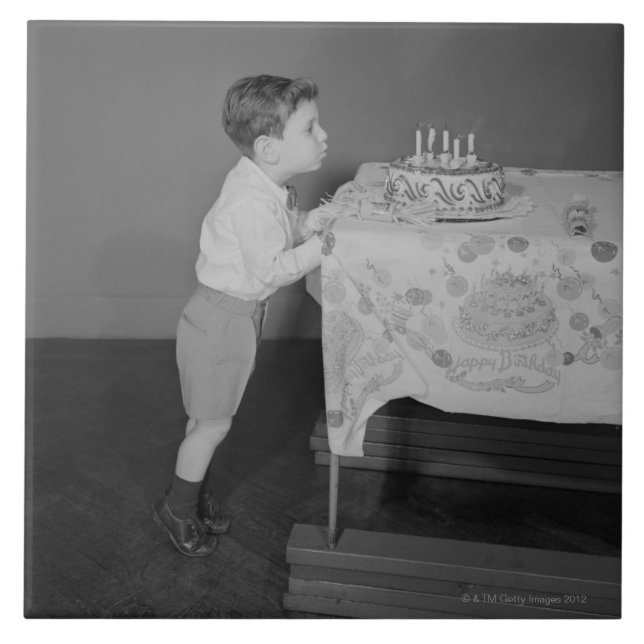 Boy Blowing Out Candles Tile (Front)