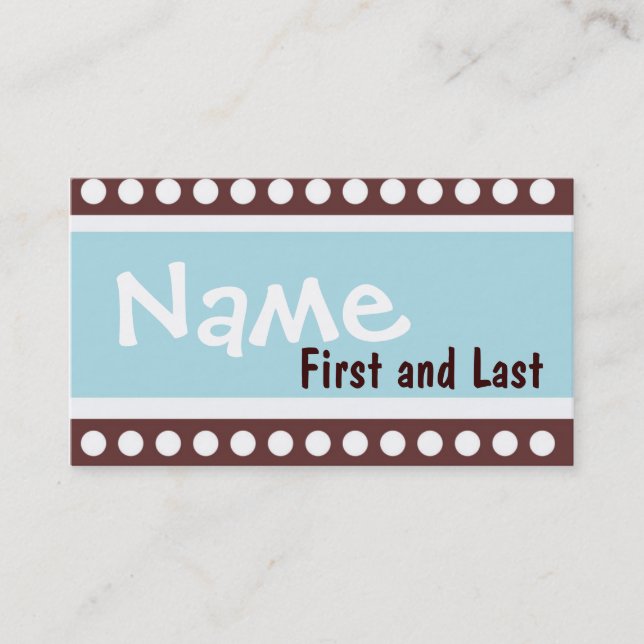 Boy Blue and Brown Calling Card for Kids (Front)