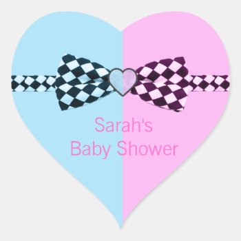 Boy Blue And Or Girl Pink Baby Shower Heart Sticker by StarStruckDezigns at Zazzle