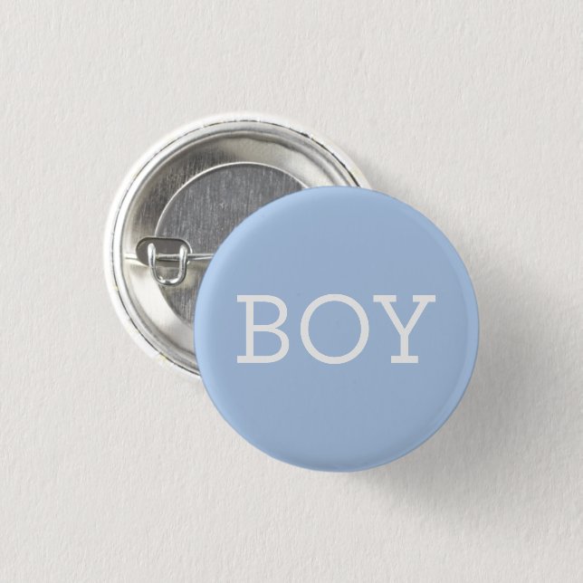 Boy Blue Baby Gender Reveal Party Pinback Button (Front & Back)