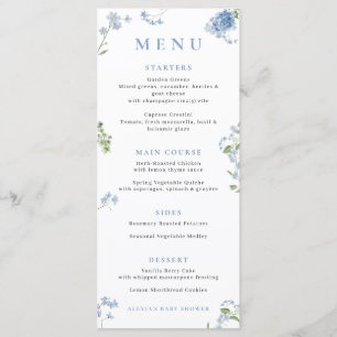 Boy Blue Baby in Bloom Baby Shower Menu