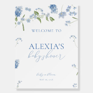 Boy Blue Baby in Bloom Baby Shower Welcome Sign