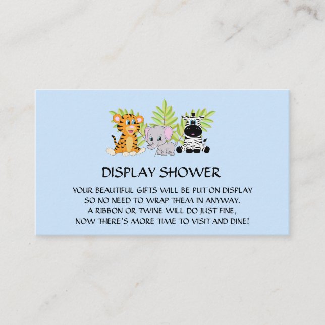 Boy Blue Baby Shower Display Shower Insert Safari (Front)