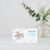 Boy Blue Baby Shower Penguin Animal Diaper Raffle Enclosure Card (Standing Front)