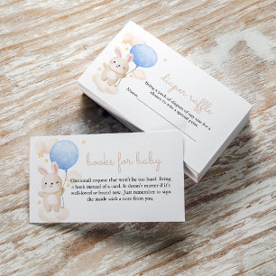 Boy Blue Balloon Cute Bunny Diaper Raffle Enclosure Card