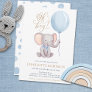 Boy Blue Balloon Cute Elephant Baby Shower Invitat Invitation