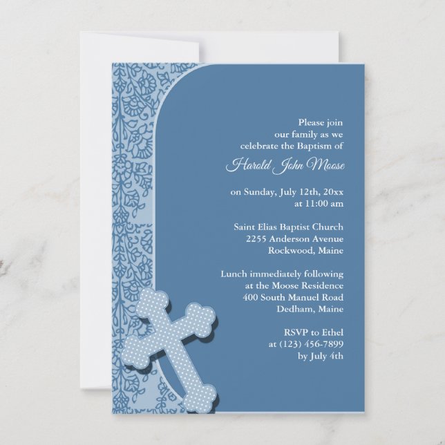 Boy Blue Baptism Invitation (Front)