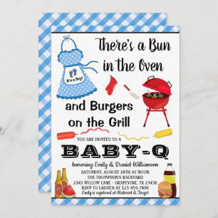 Boy Blue Barbecue Baby Shower Invitation