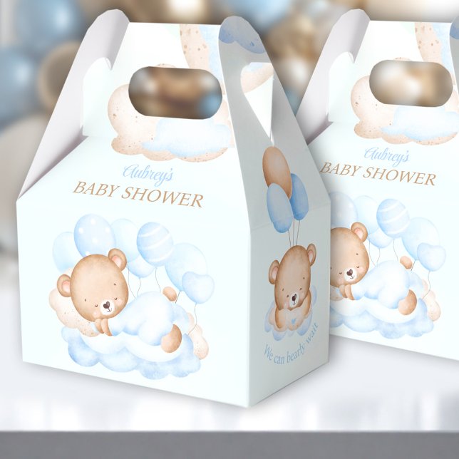 Boy Blue Beige Bear Baby Shower Favor Box (Boy Blue Beige Bear Favor Box - You can choose from 3 sizes by clicking on the STYLE dropbox.)