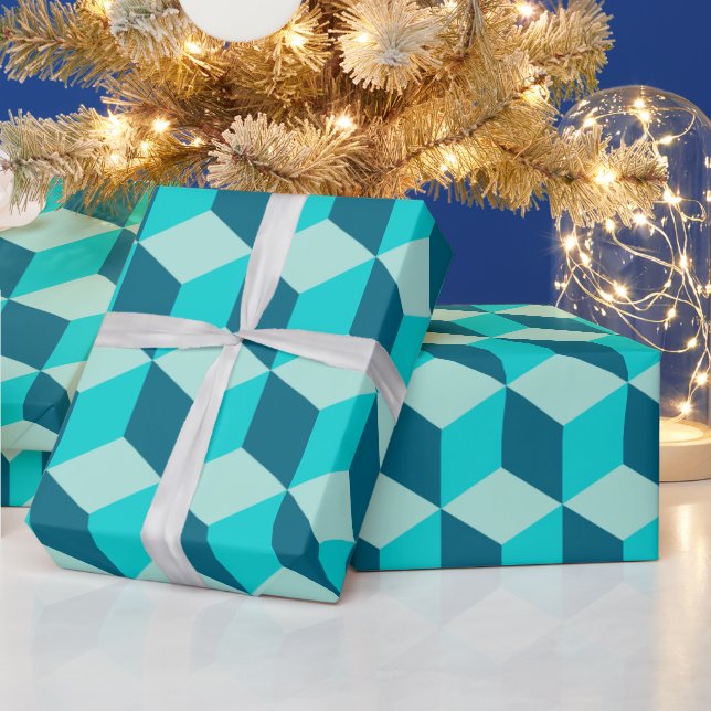 Boy Blue Building Blocks Seamless Pattern Wrapping Paper (Holidays)