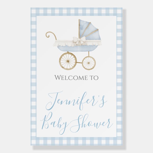 Boy Blue Carriage Baby Shower Preppy Southern Foam Board (Front)