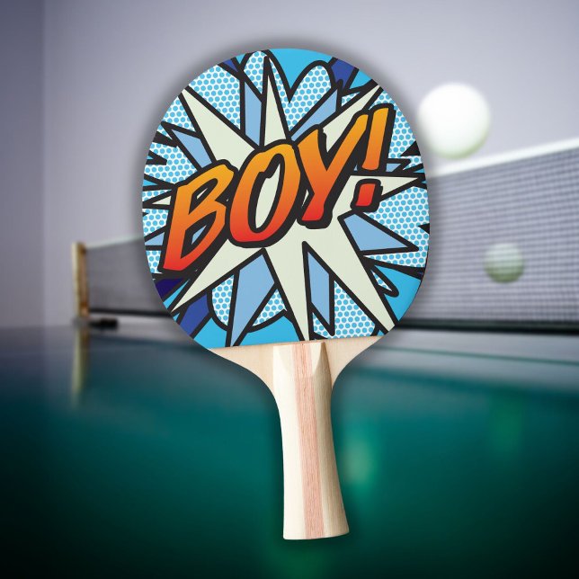 Boy Blue Cool Modern Fun Comic Book Ping-Pong Paddle (Creator Uploaded)