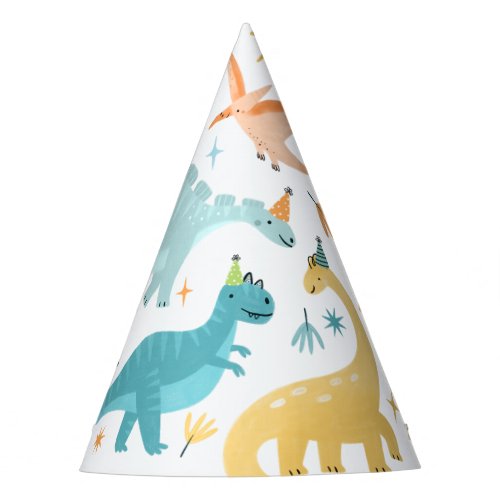 Boy Blue Dinosaur Birthday Party  Party Hat