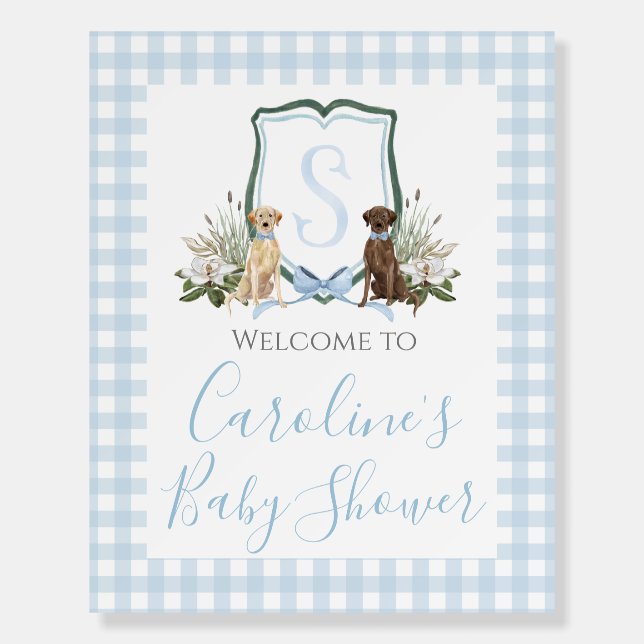 Boy Blue Dog Baby Shower Preppy Southern Foam Board (Front)