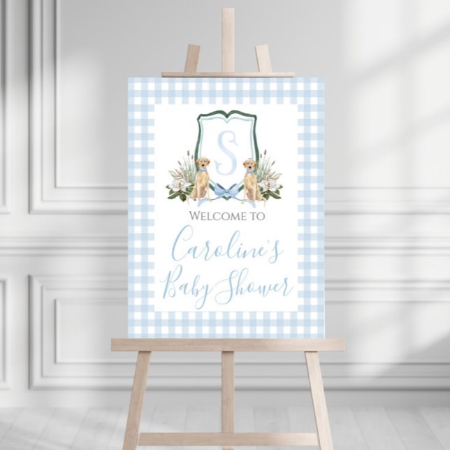 Boy Blue Dog Baby Shower Preppy Southern Foam Board (Creator Uploaded)