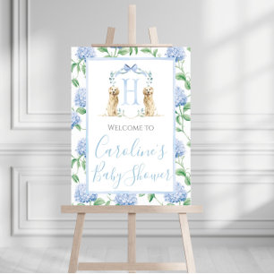 Boy Blue Dog Baby Shower Preppy Southern Foam Board