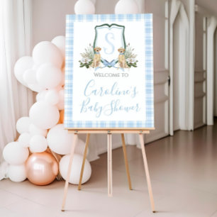 Boy Blue Dog Baby Shower Preppy Southern Foam Board