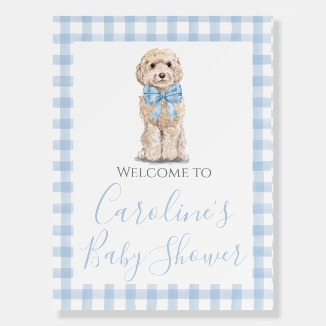Boy Blue Dog Baby Shower Preppy Southern Foam Board (Front)