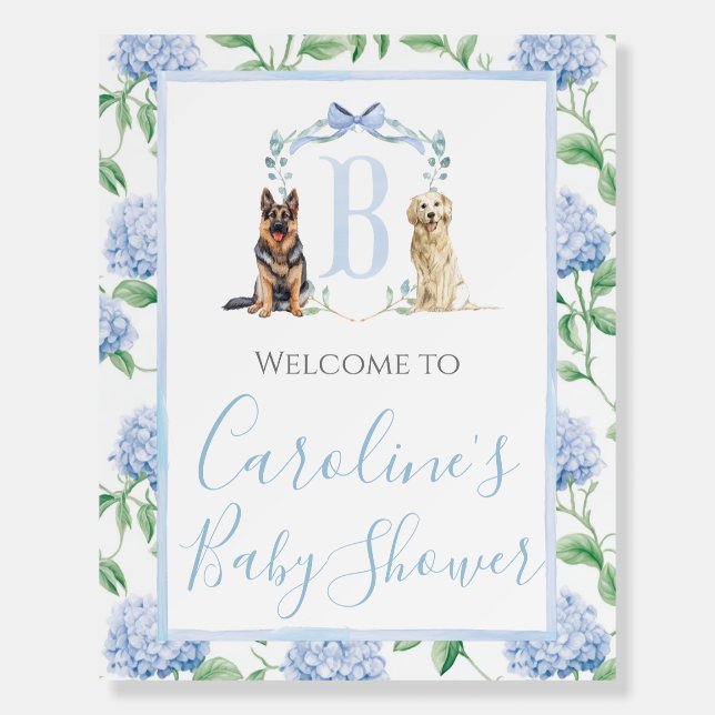 Boy Blue Dog Baby Shower Preppy Southern Foam Board (Front)