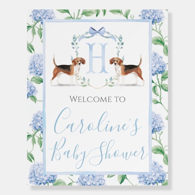 Boy Blue Dog Beagle Baby Shower Preppy Southern Foam Board (Front)