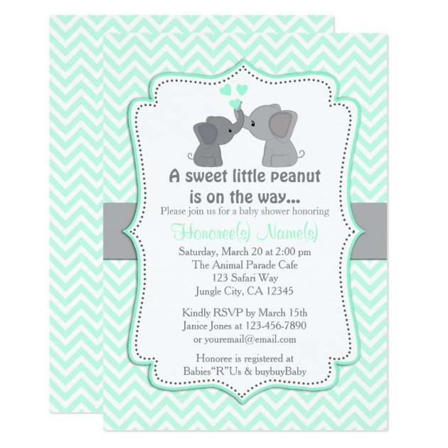 Boy Blue Elephant Baby Shower Invitations Chev 330