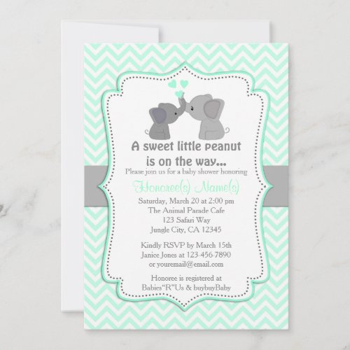 Boy Blue Elephant Baby Shower Invitations Chev 330