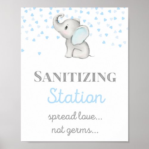 Boy Blue Elephant Baby Shower Sign