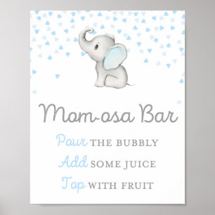 Boy Blue Elephant Baby Shower Sign