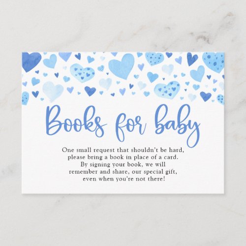 Boy Blue Heart Valentine Baby Shower Diaper Raffle Enclosure Card