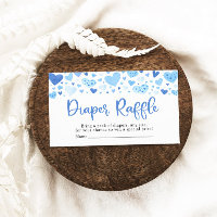 Boy Blue Heart Valentine Baby Shower Diaper Raffle