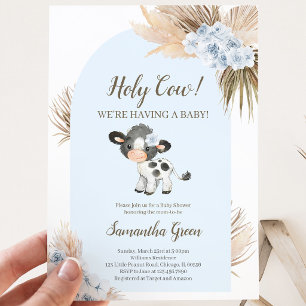 Boy Blue Holy Cow Baby Shower Invitation