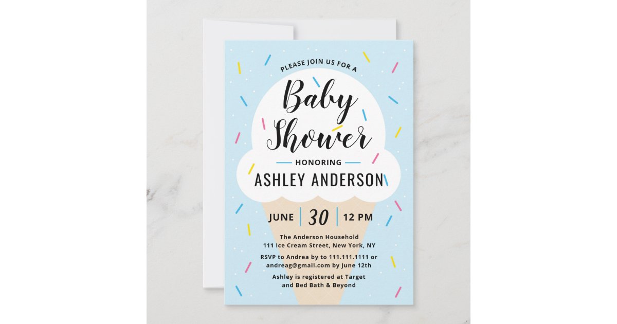Boy Blue Ice Cream Baby Shower Invitation Zazzle