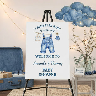 Boy Blue Jean Baby Shower Welcome Sign