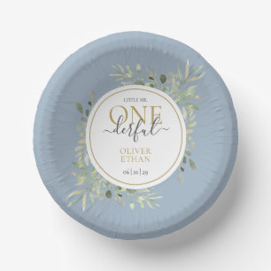 Boy Blue Little Mr ONEderful First Birthday Paper Bowls