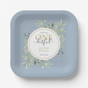 Boy Blue Little Mr ONEderful First Birthday Paper Plates
