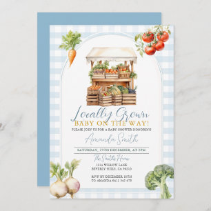 Boy Blue Locally Grown Fresh Market Baby Shower Invitation