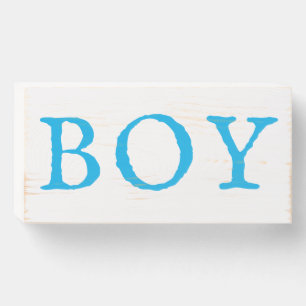Boy Blue Modern Typography Baby Shower Wooden Box Sign