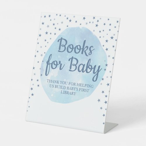 Boy Blue Moon Stars Books for Baby Shower Sign