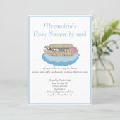 Boy Blue Noah Ark Baby Shower by mail Invitation (Standing Front)