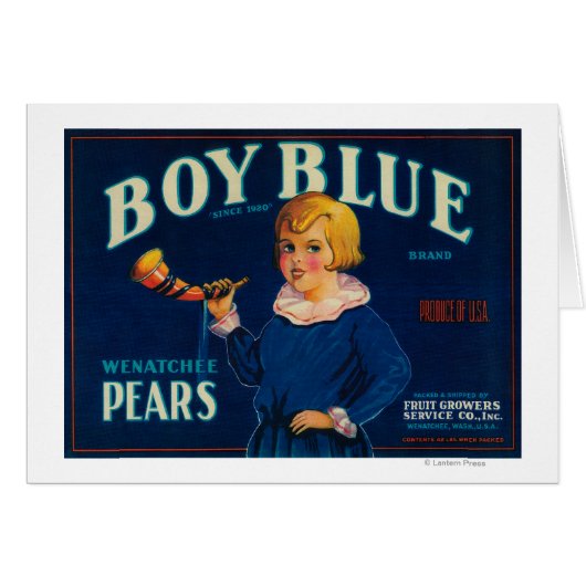 Boy Blue Pear Crate Label Cards (Front Horizontal)