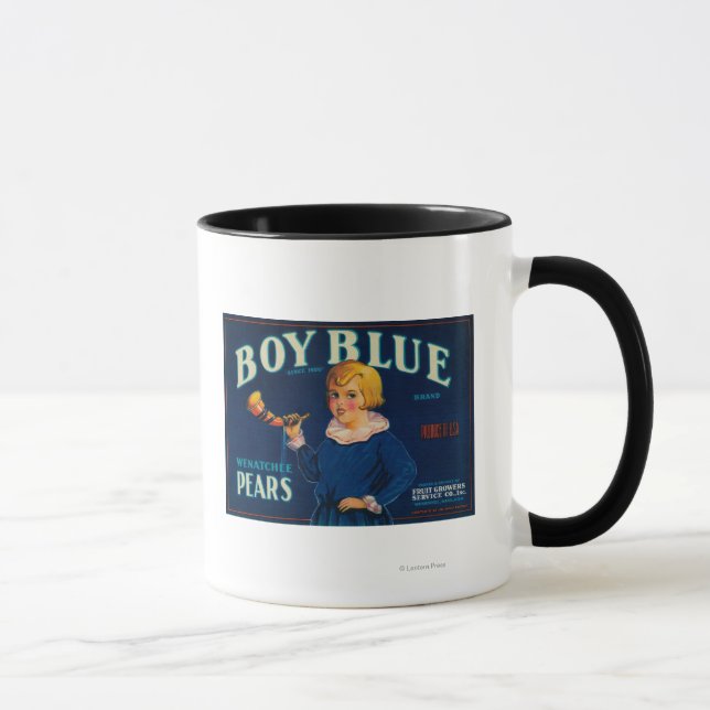 Boy Blue Pear Crate Label Mug (Right)
