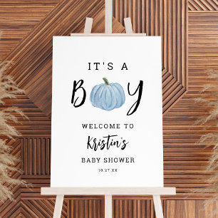 Boy Blue Pumpkin Baby Shower Welcome Sign