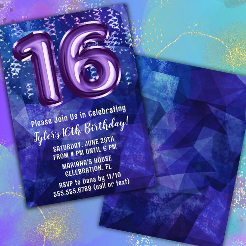 Boy Blue Purple 16th Birthday