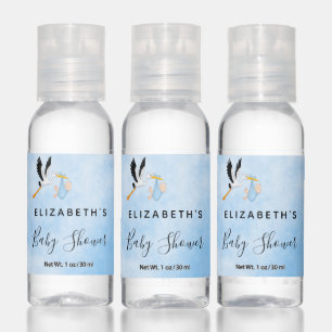 Boy blue sky cute stork baby shower hand sanitizer