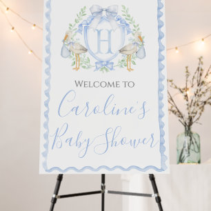 Boy Blue Stork Baby Shower Preppy Southern Foam Board