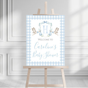 Boy Blue Stork Baby Shower Preppy Southern Foam Board