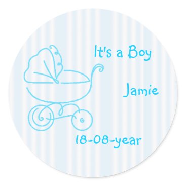 boy-blue-stroller classic round sticker