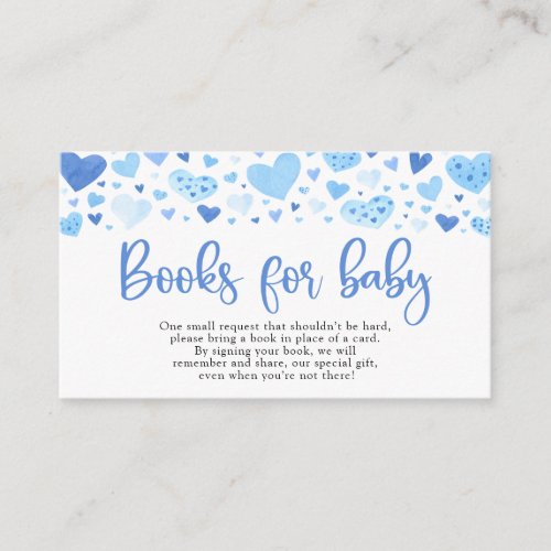 Boy Blue Sweetheart Baby Shower Books for Baby Enclosure Card